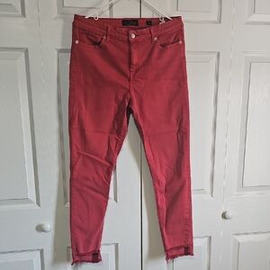 Lucky Brand Coral Red Jeans Waistband Detail